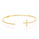 TAI JEWELRY Bracelet GOLD Pave Cross Open Cuff Bracelet