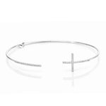 TAI JEWELRY Bracelet SILVER Pave Cross Open Cuff Bracelet