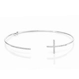 TAI JEWELRY Bracelet SILVER Pave Cross Open Cuff Bracelet