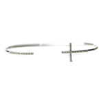 TAI JEWELRY Bracelet SILVER Pave Cross Open Cuff Bracelet