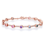 TAI JEWELRY Bracelet Pave CZ Tennis Bracelet with Bezel Set Rainbow Stones