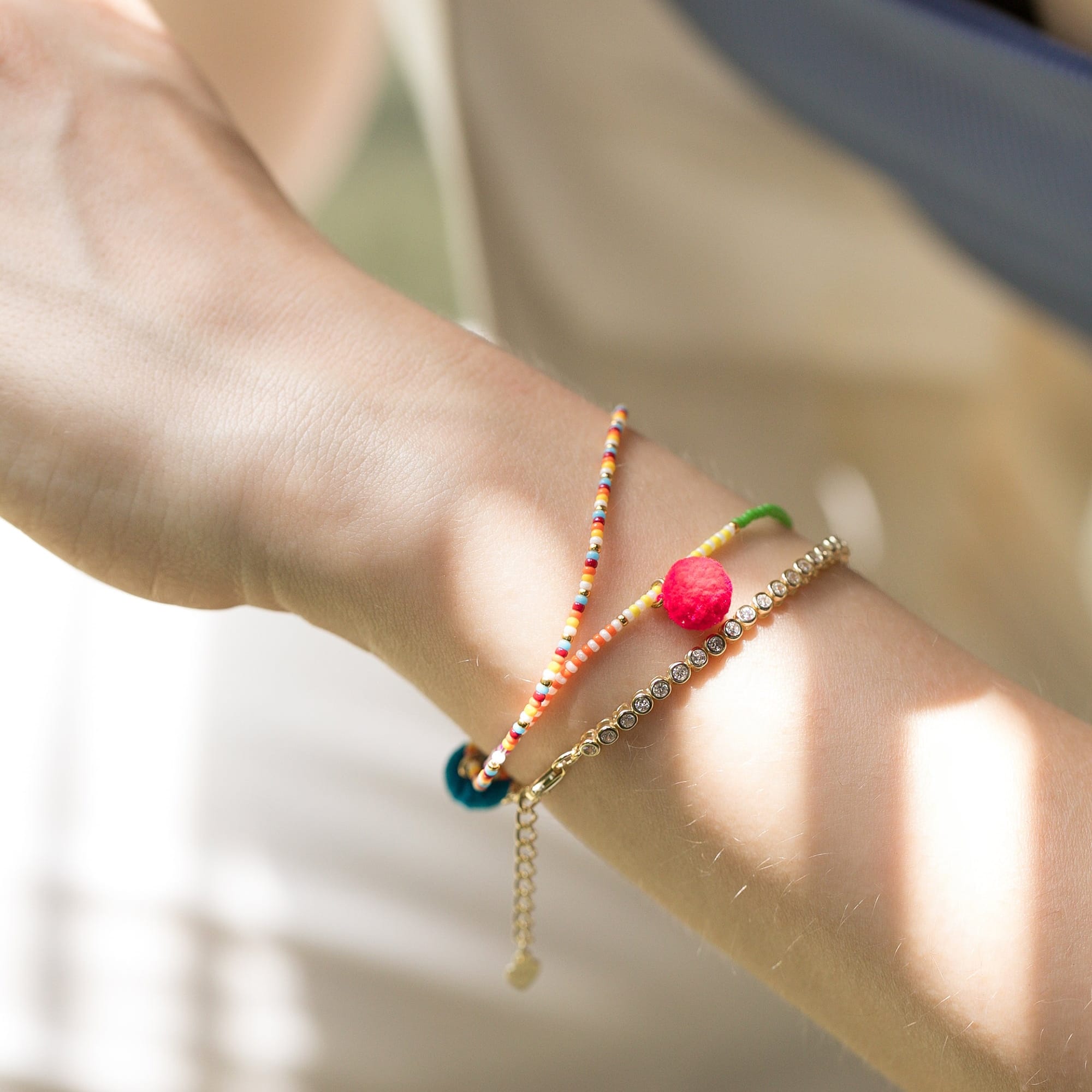 TAI JEWELRY Bracelet Pom Bead Elastic Bracelet