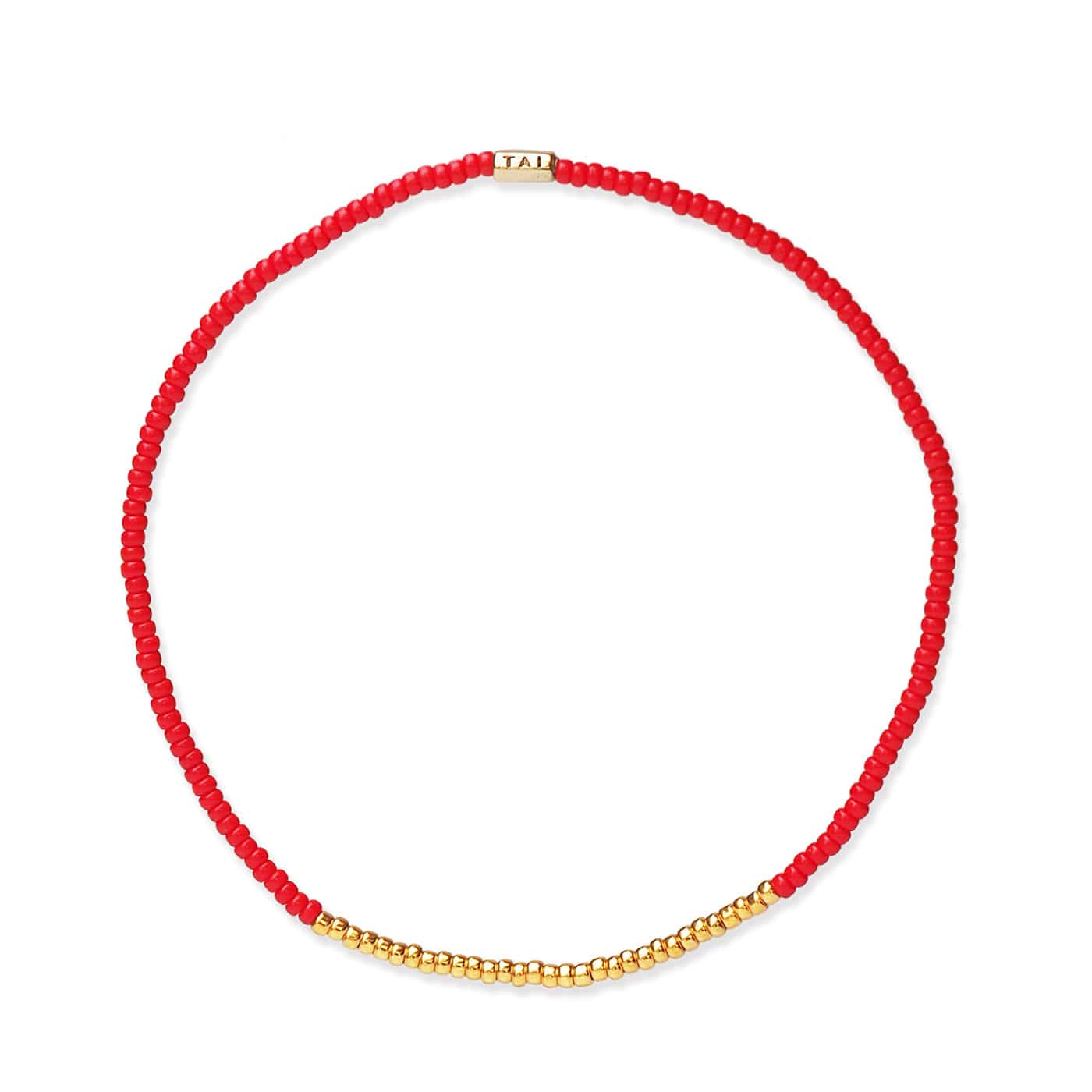 TAI JEWELRY Bracelet RED Praew Bracelet Beaded With Gold Accents