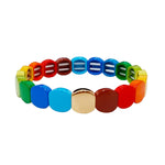 TAI JEWELRY Bracelet Round Rainbow Alloy Beaded Stretch Bracelet