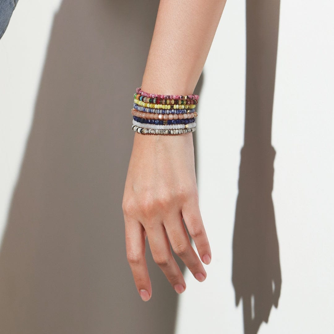 TAI JEWELRY Bracelet Semi-Precious Stretch Bracelet with Colored and CZ Rondelles