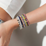 TAI JEWELRY Bracelet Semi-Precious Stretch Bracelet with Colored and CZ Rondelles