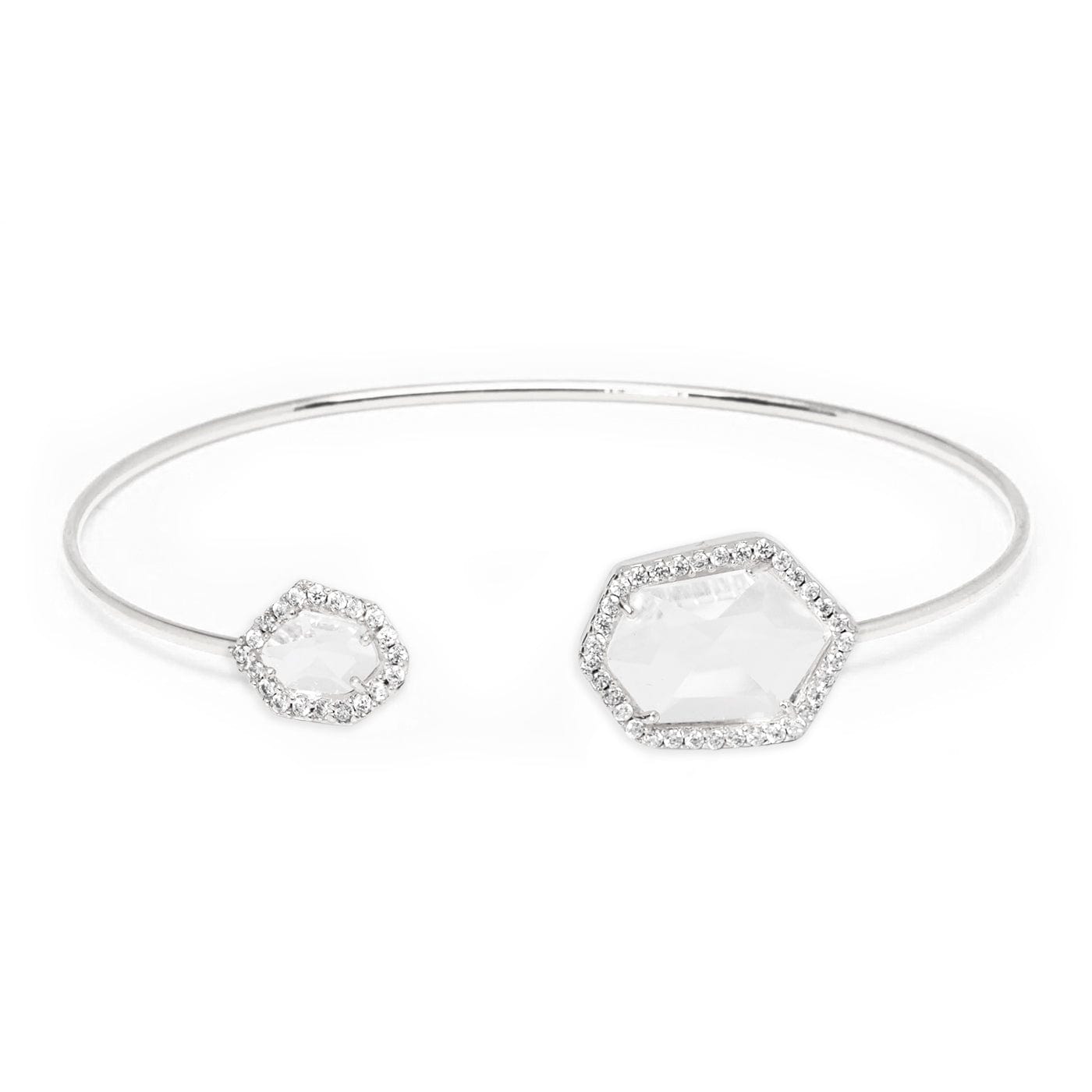 TAI JEWELRY Bracelet Clear Silver Hex Open Bracelet