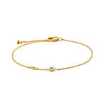 TAI JEWELRY Bracelet Single Gold Chain Bracelet With Cz And Round Enamel Eye