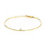 TAI JEWELRY Bracelet Gold/Opal Single Tiny Stone Bangle Bracelet With Chain Closure