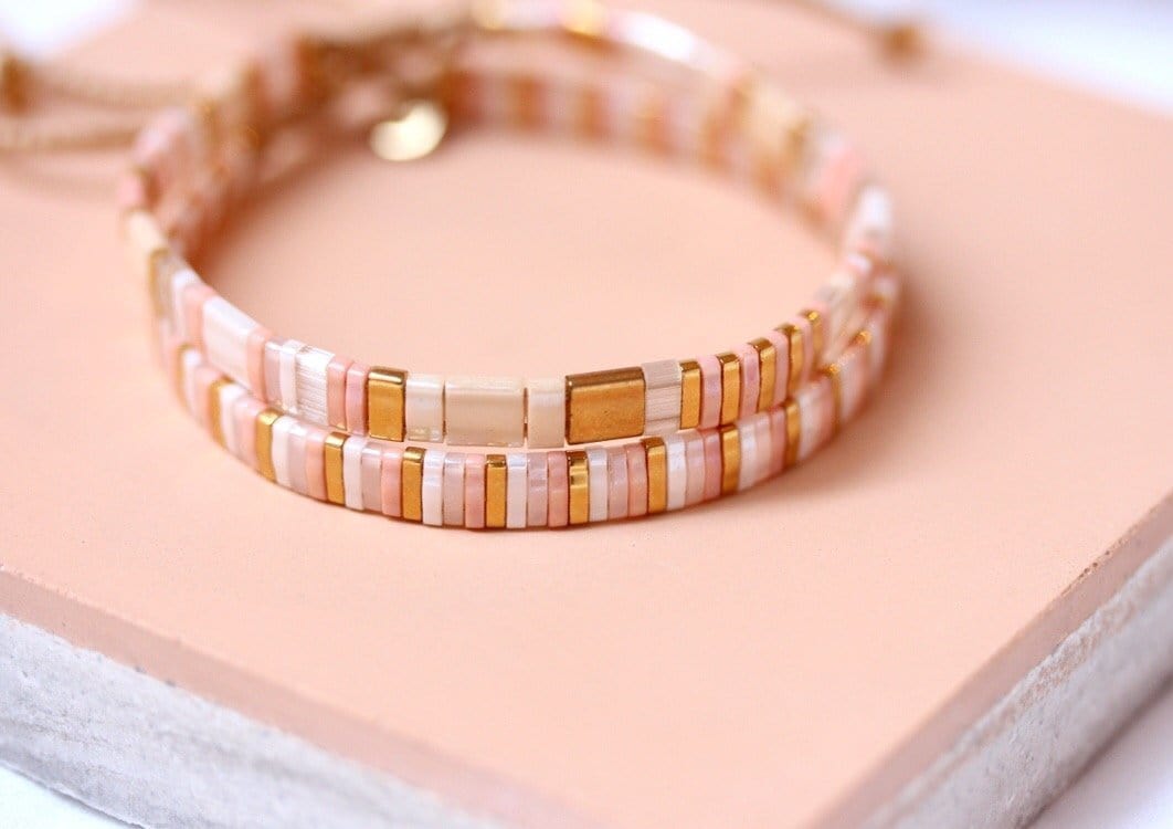 TAI JEWELRY Bracelet Stripes And Blocks Bracelet In Seashell