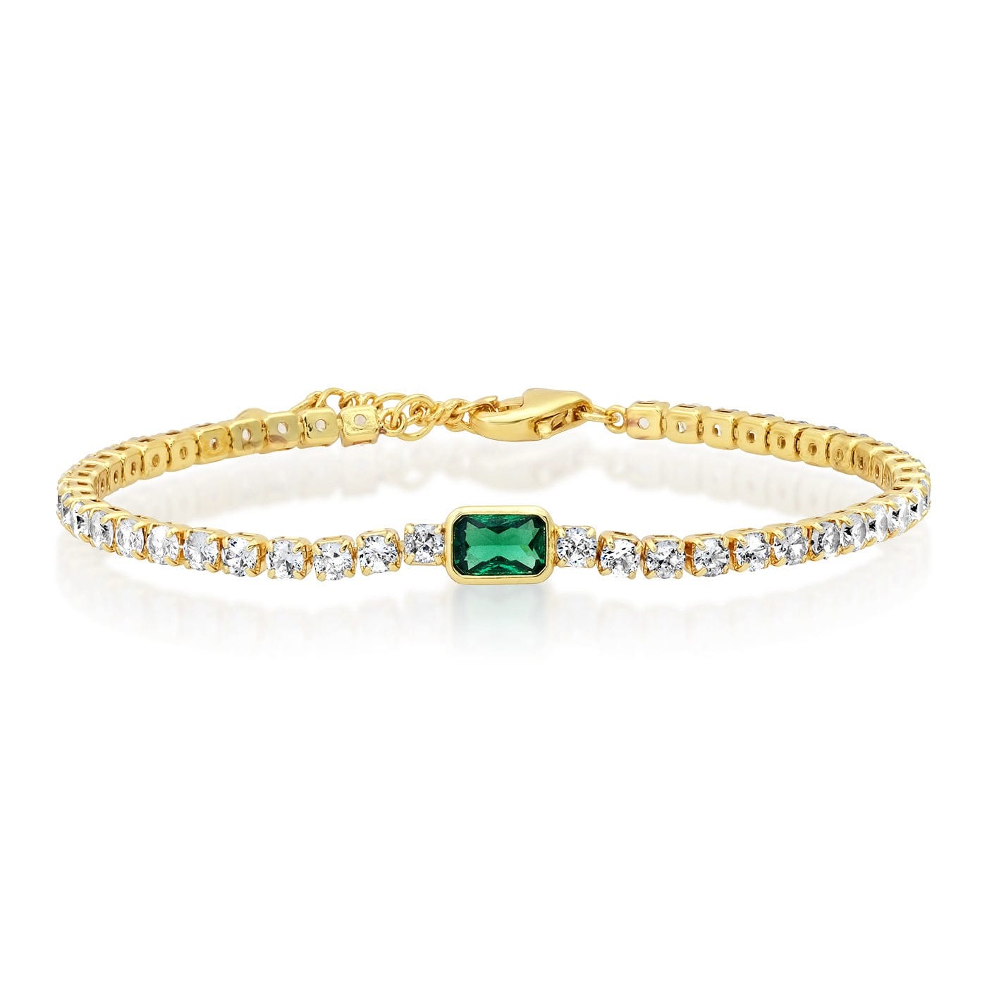 TAI JEWELRY Bracelet Green Tennis Bracelet With Center Stone