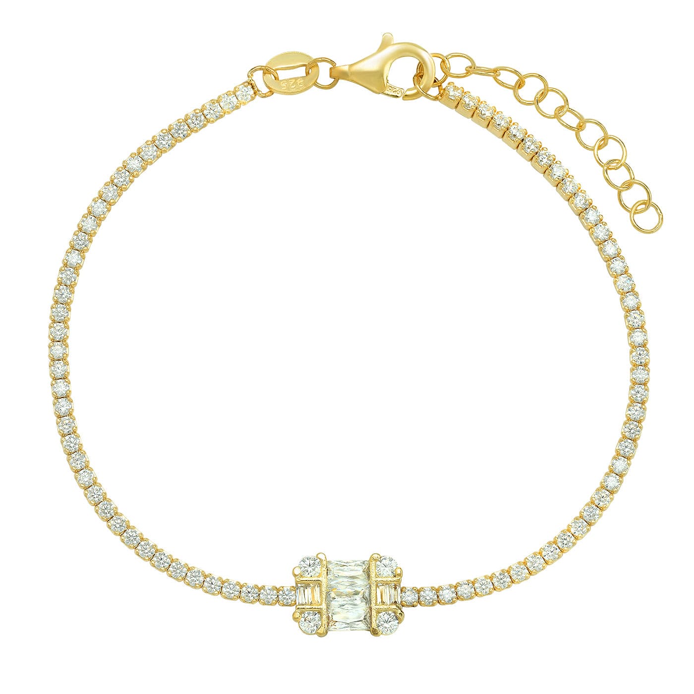 TAI JEWELRY Bracelet Gold Vermeil Tennis Bracelet With Vintage Baguette Accents