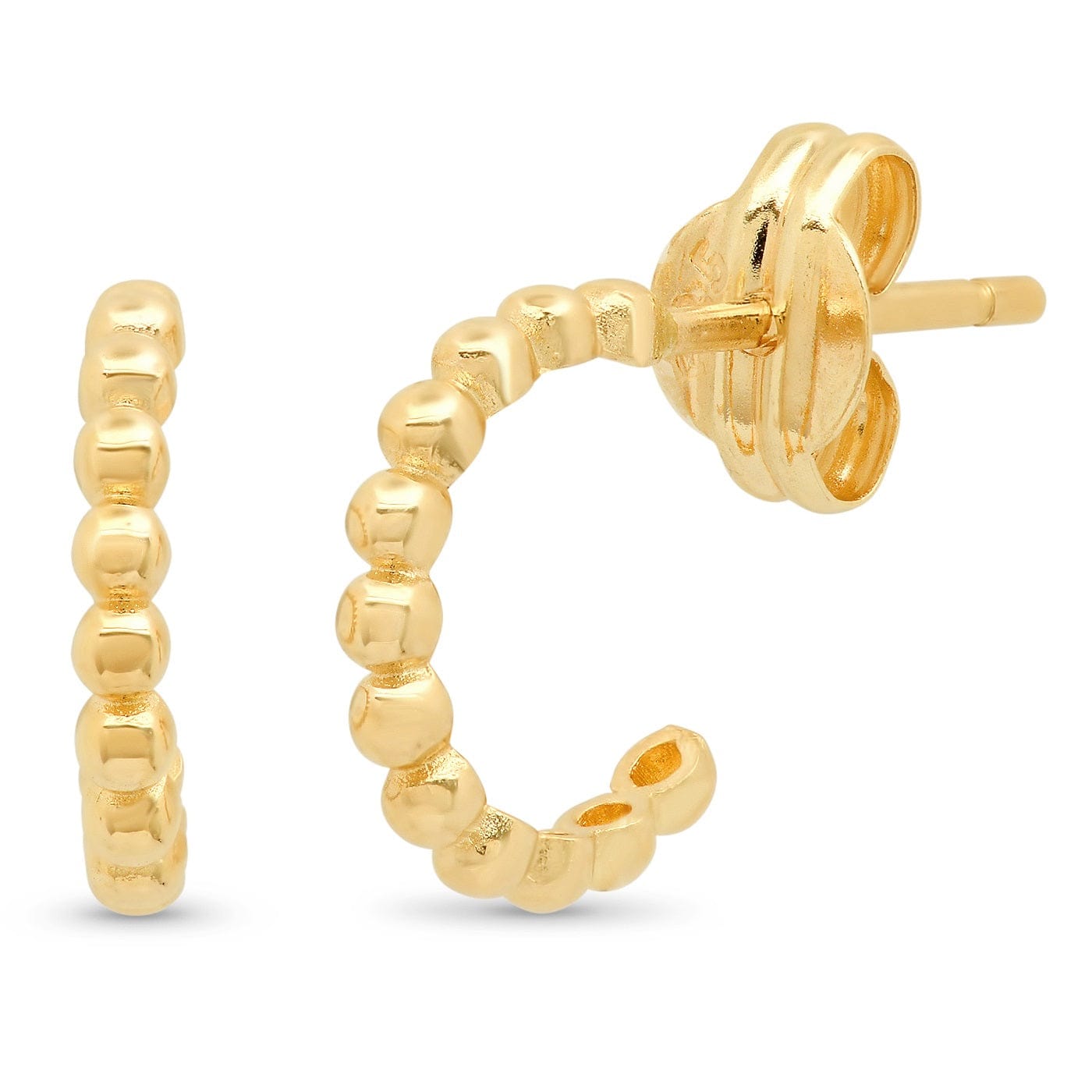 TAI JEWELRY Earrings 14k Gold 14k Beaded Hoops | 10mm