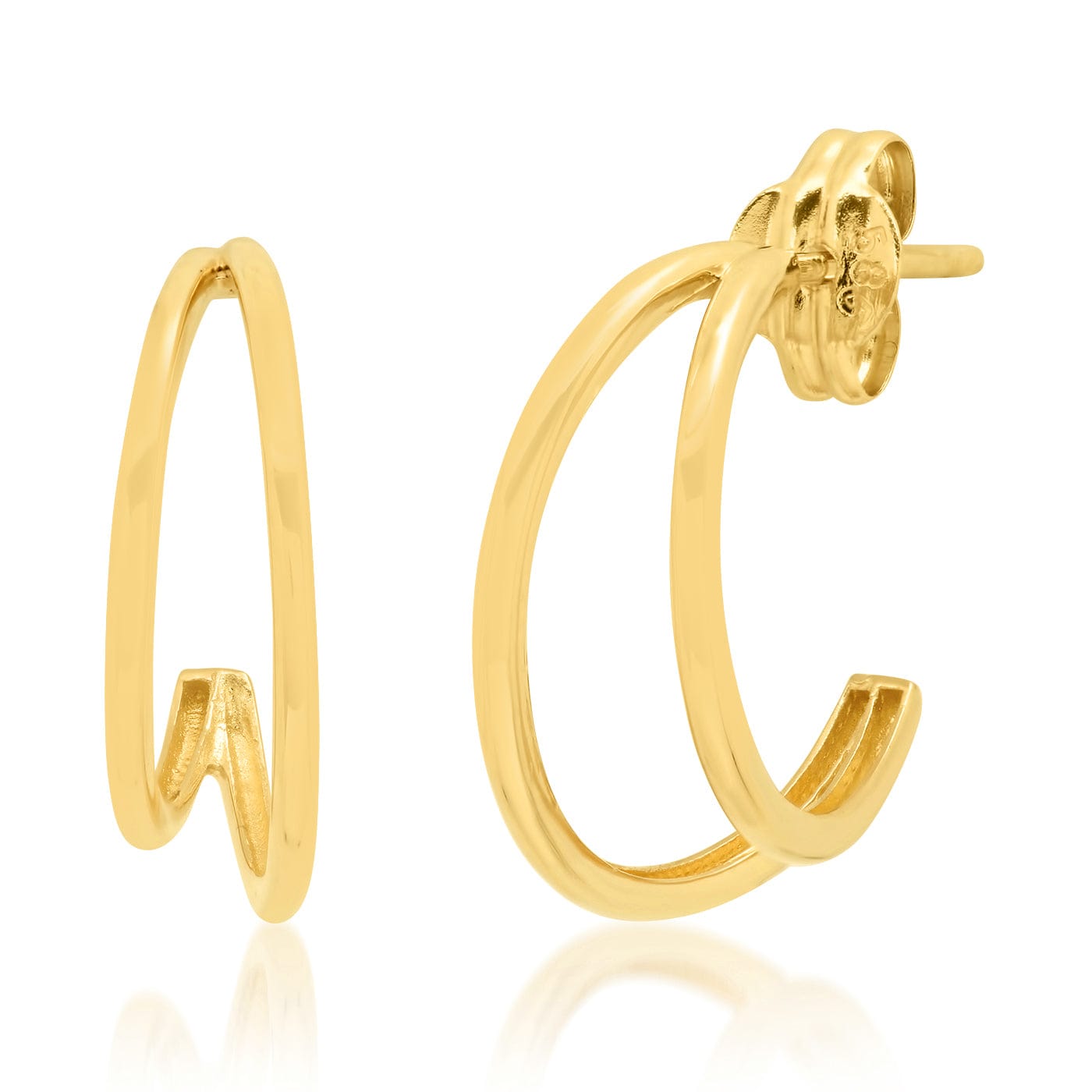 TAI JEWELRY Earrings 14k Gold 14k Crescent Double Hoops
