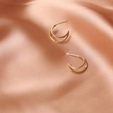 TAI JEWELRY Earrings 14k Gold 14k Crescent Double Hoops