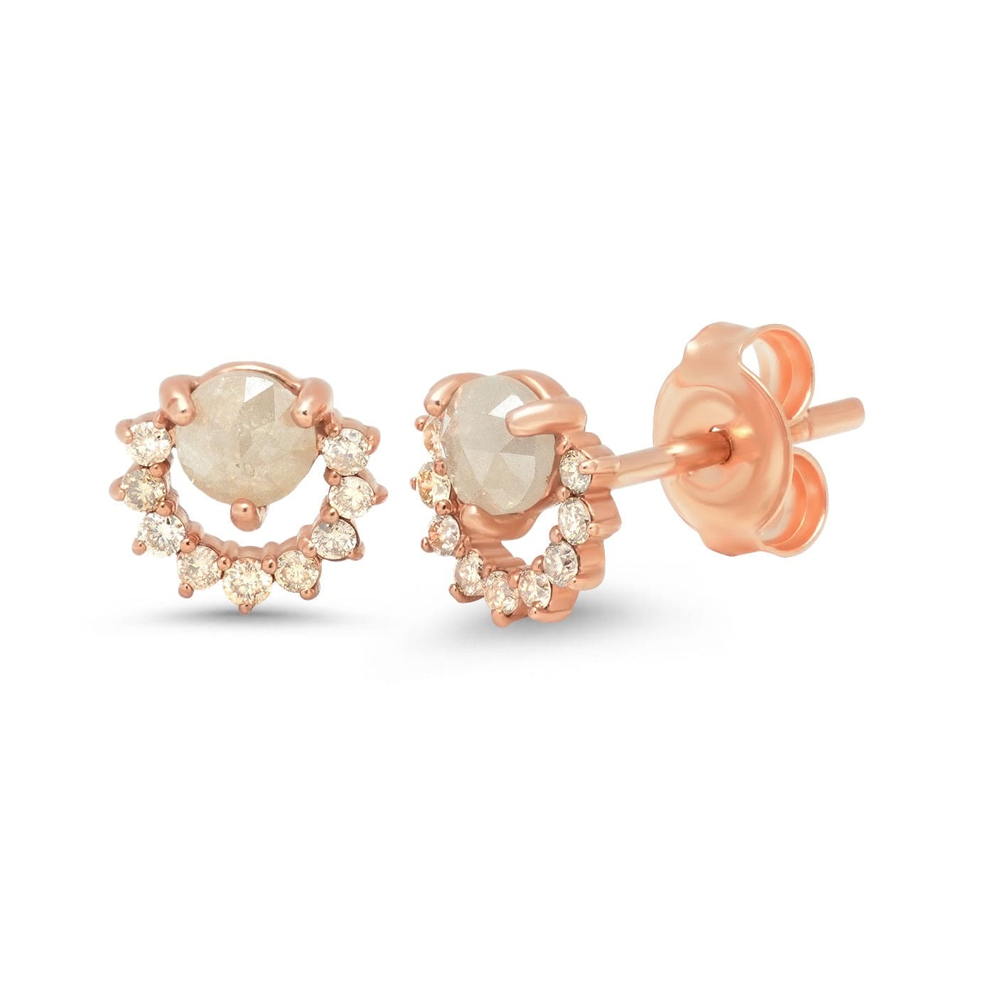 TAI JEWELRY Earrings 14K Rose Gold 14k Diamond Deco Studs