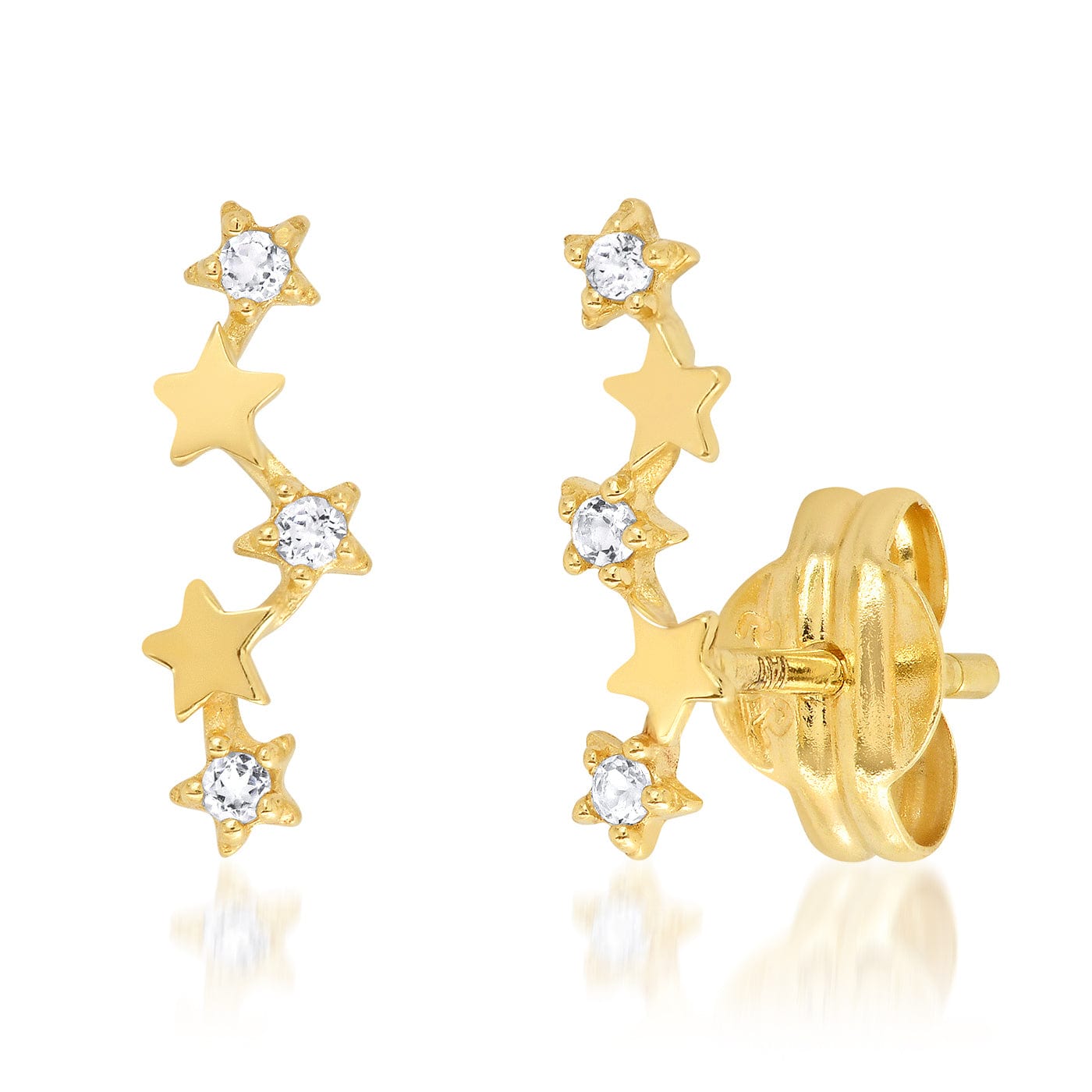 TAI JEWELRY Earrings 14k Gold 14k Star Climber Studs