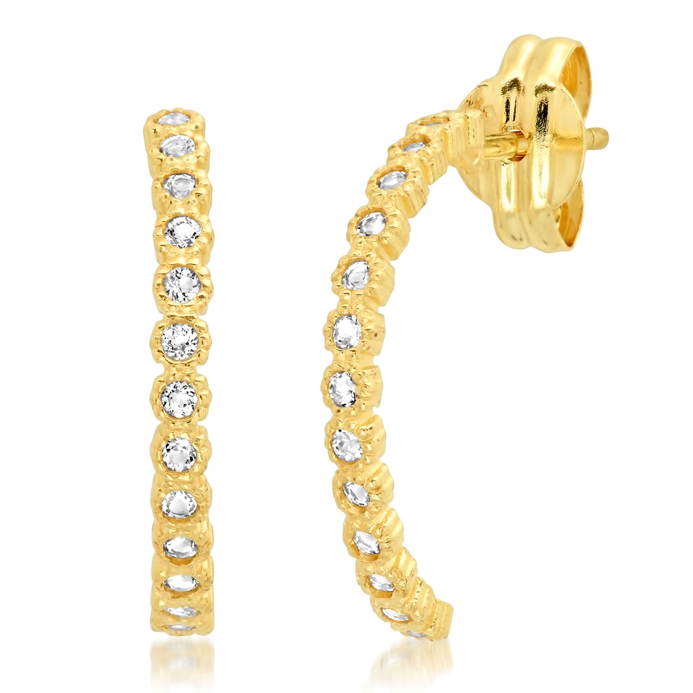 TAI JEWELRY Earrings 14k Gold 14k Topaz Bezel Arc Studs