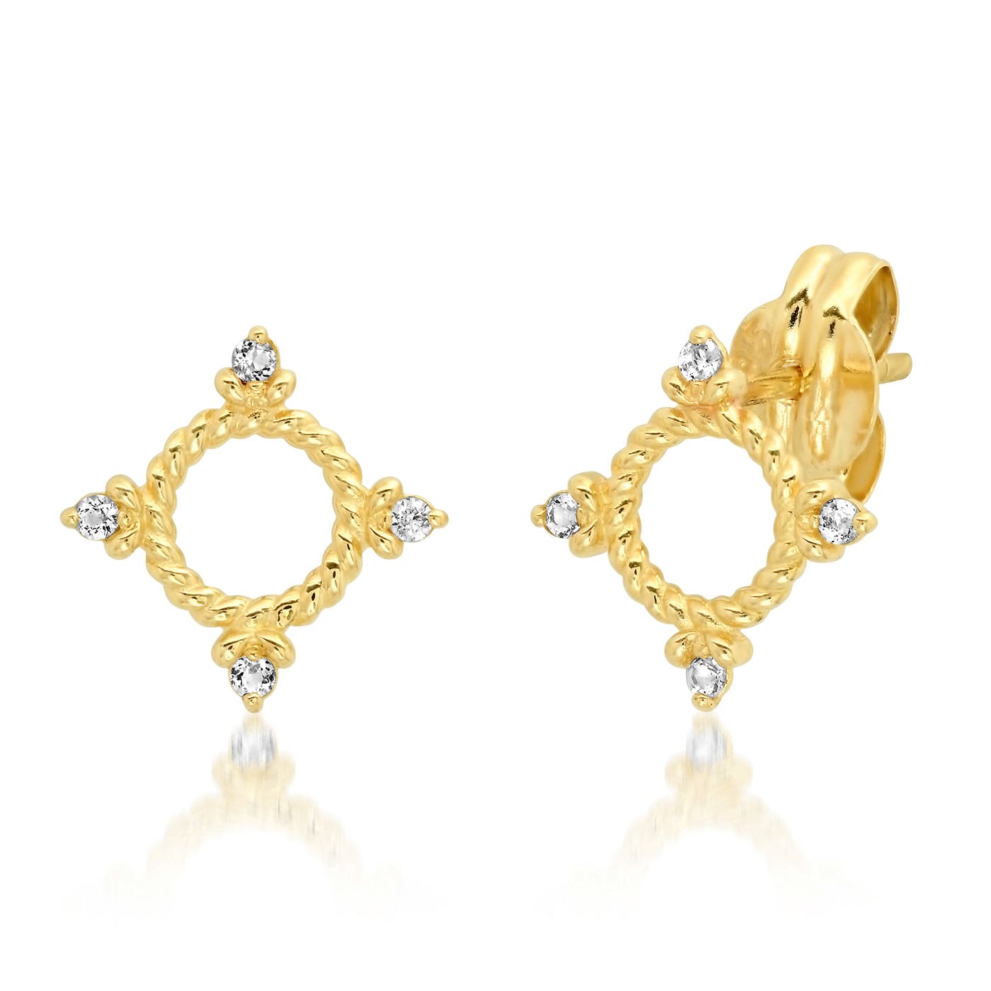 TAI JEWELRY Earrings 14k Gold 14k Twisted Gold Compass Earrings