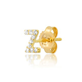 TAI JEWELRY Earrings Z 14k White Sapphire Monogram Stud