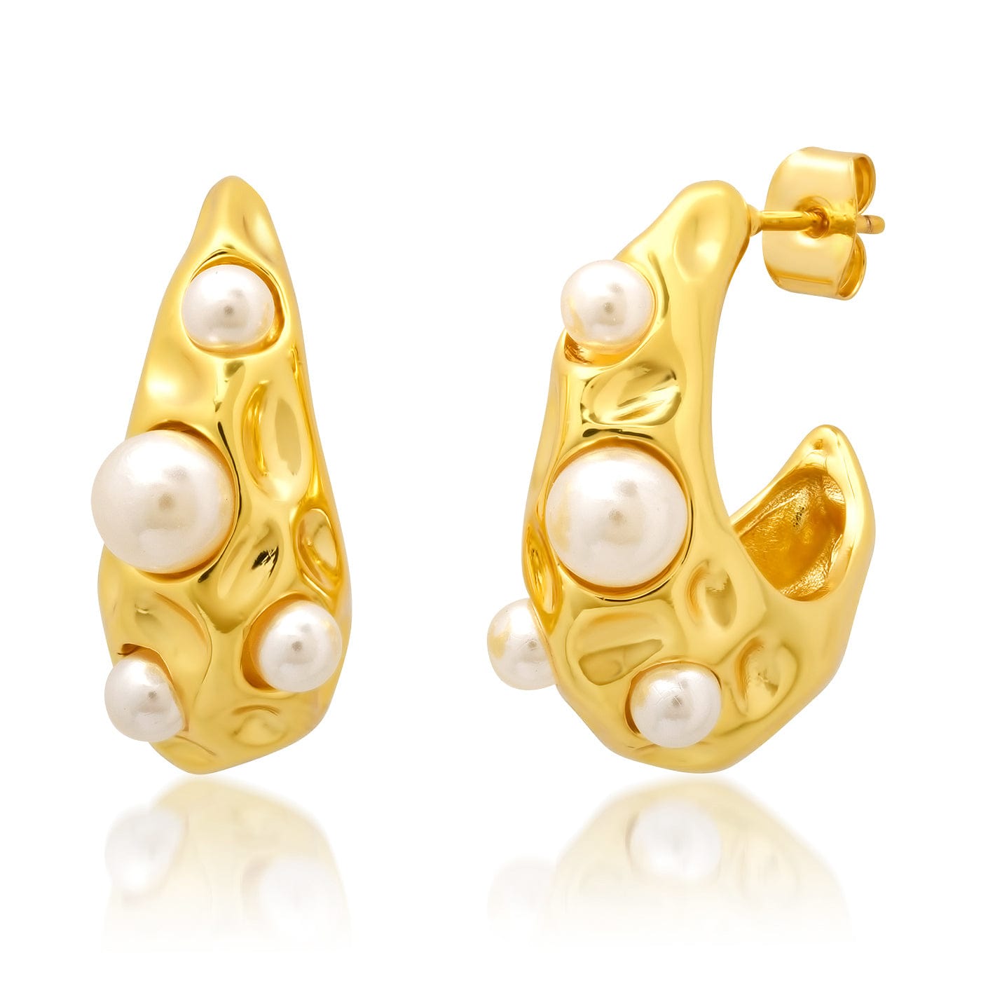 TAI JEWELRY Earrings Abstract Teardrop Earrings with Scattered Pearls