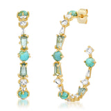 TAI JEWELRY | Aqua Mosaic Crystal Hoop Earrings | Earrings |