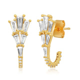 TAI JEWELRY Earrings Art Deco Fan Cz Huggies