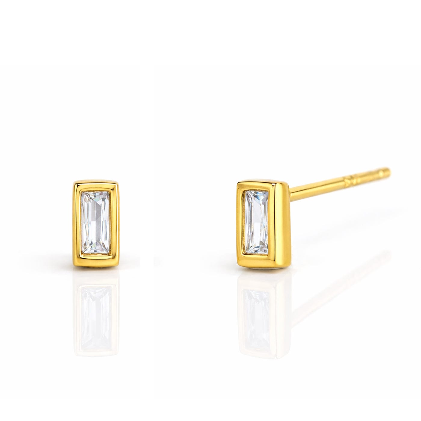 TAI JEWELRY Earrings Gold Baguette Bezel Studs