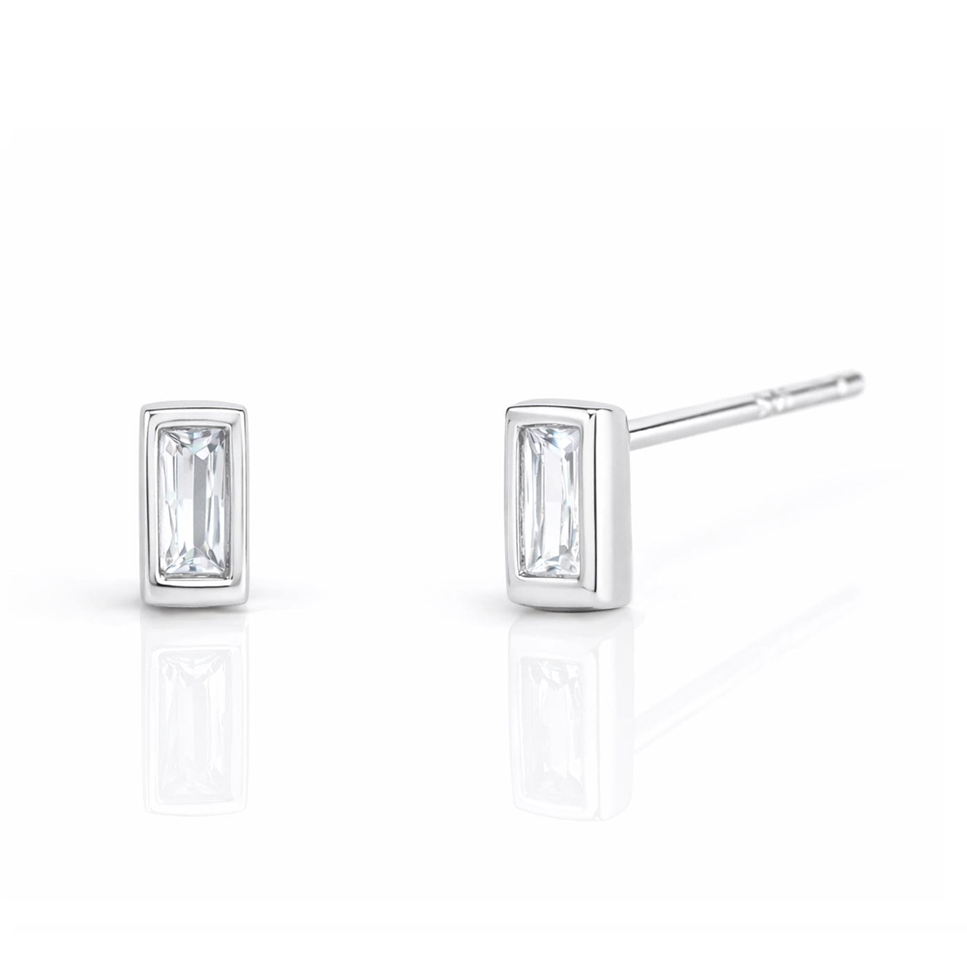 TAI JEWELRY Earrings Silver Baguette Bezel Studs
