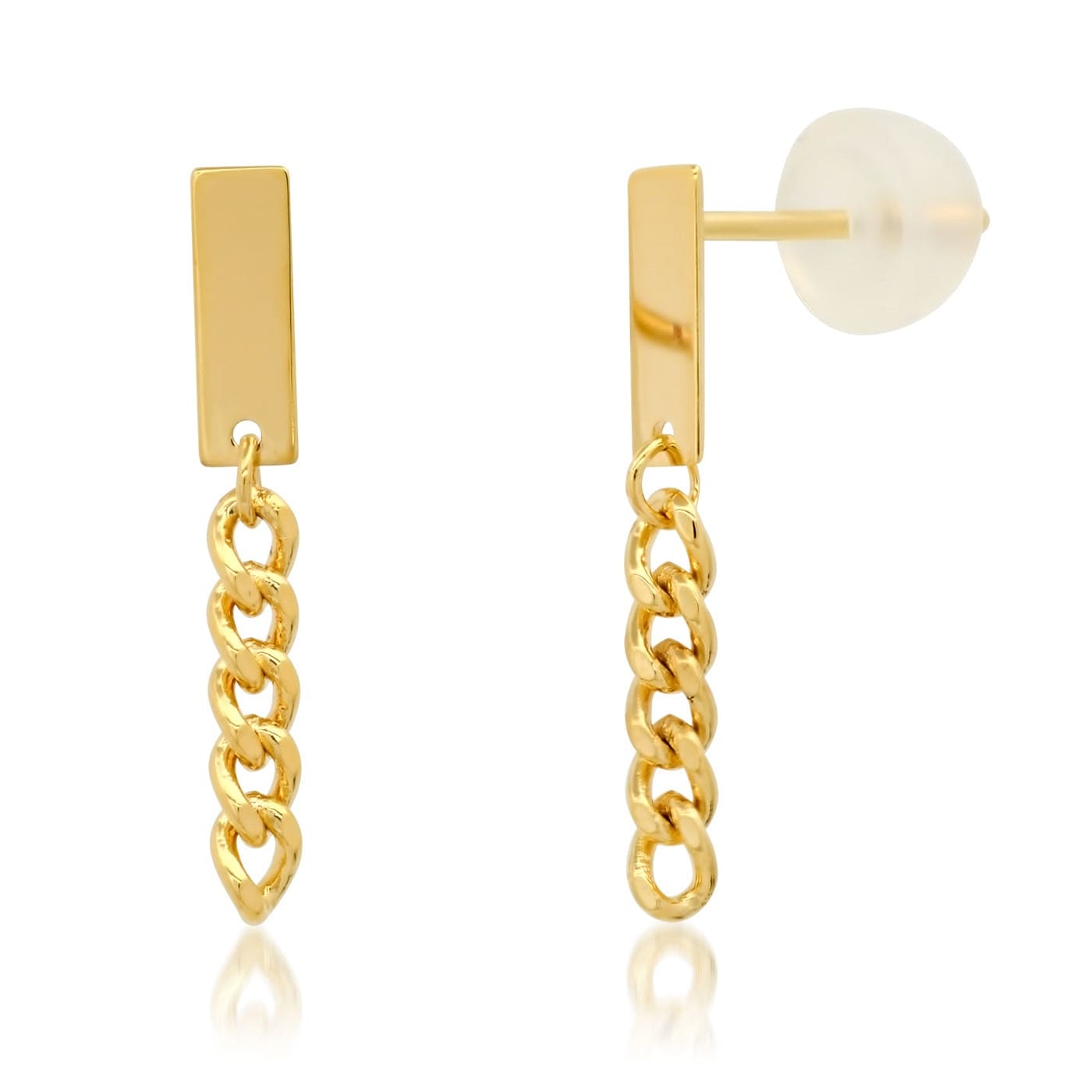 TAI JEWELRY Earrings Bar Post Curb Chain Linear Earrings