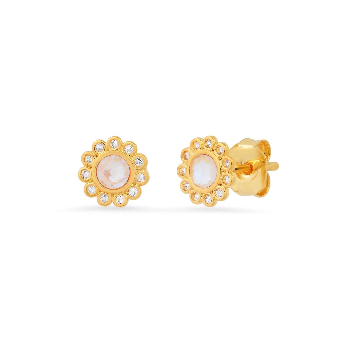 TAI JEWELRY Earrings Ivory Bezel Flower Studs