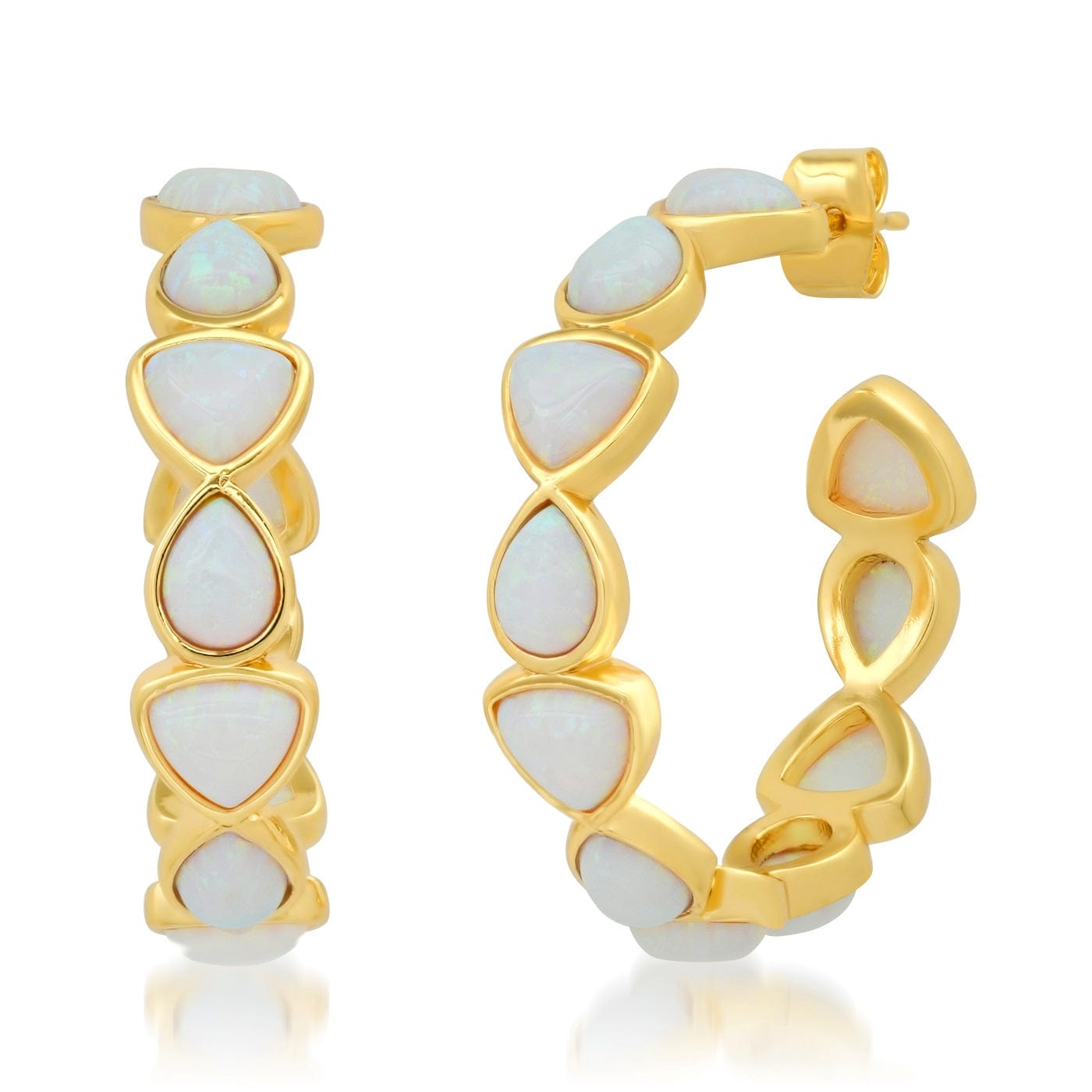 TAI JEWELRY Earrings Bezel Set Opal Hoops