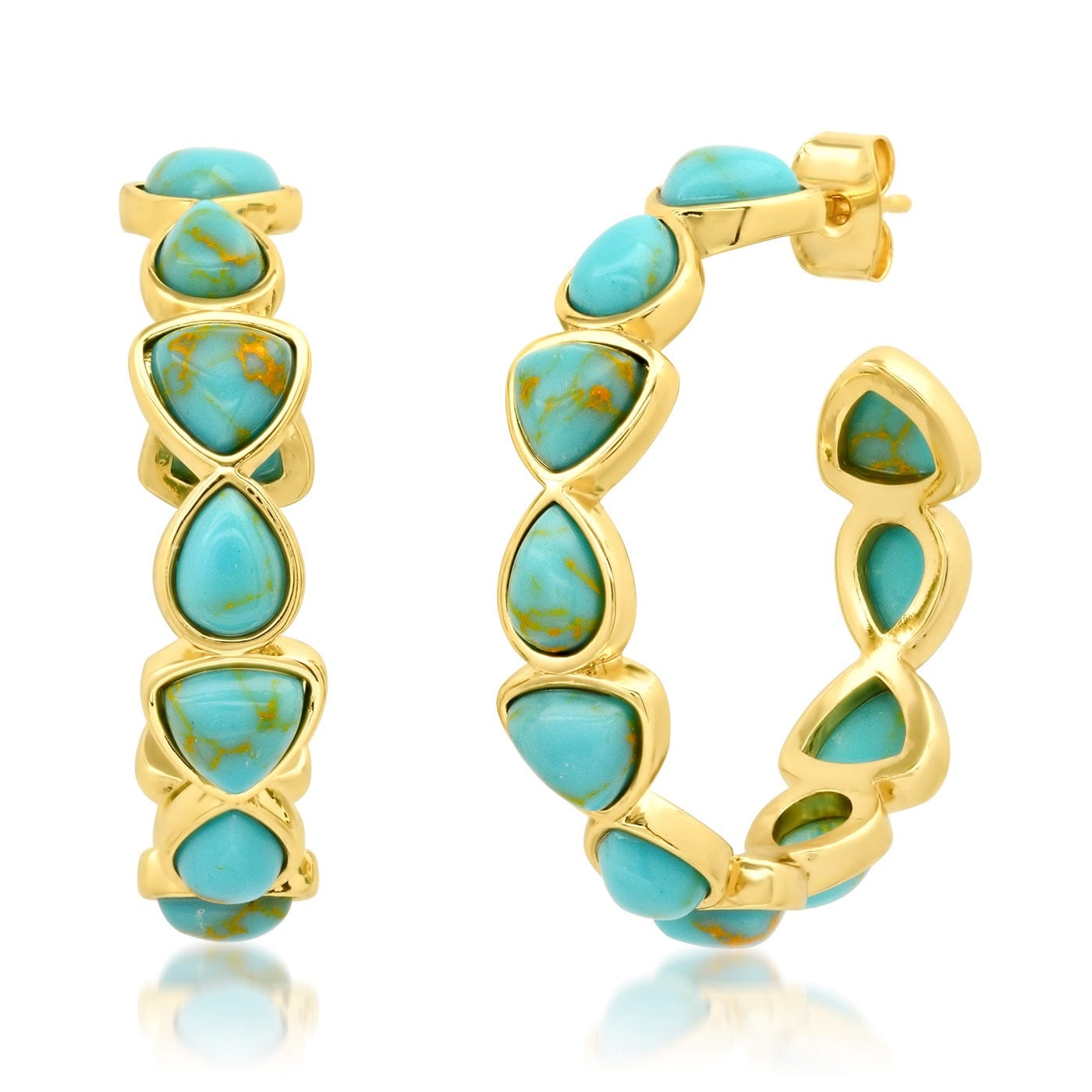 TAI JEWELRY Earrings Bezel Set Turquoise Hoops