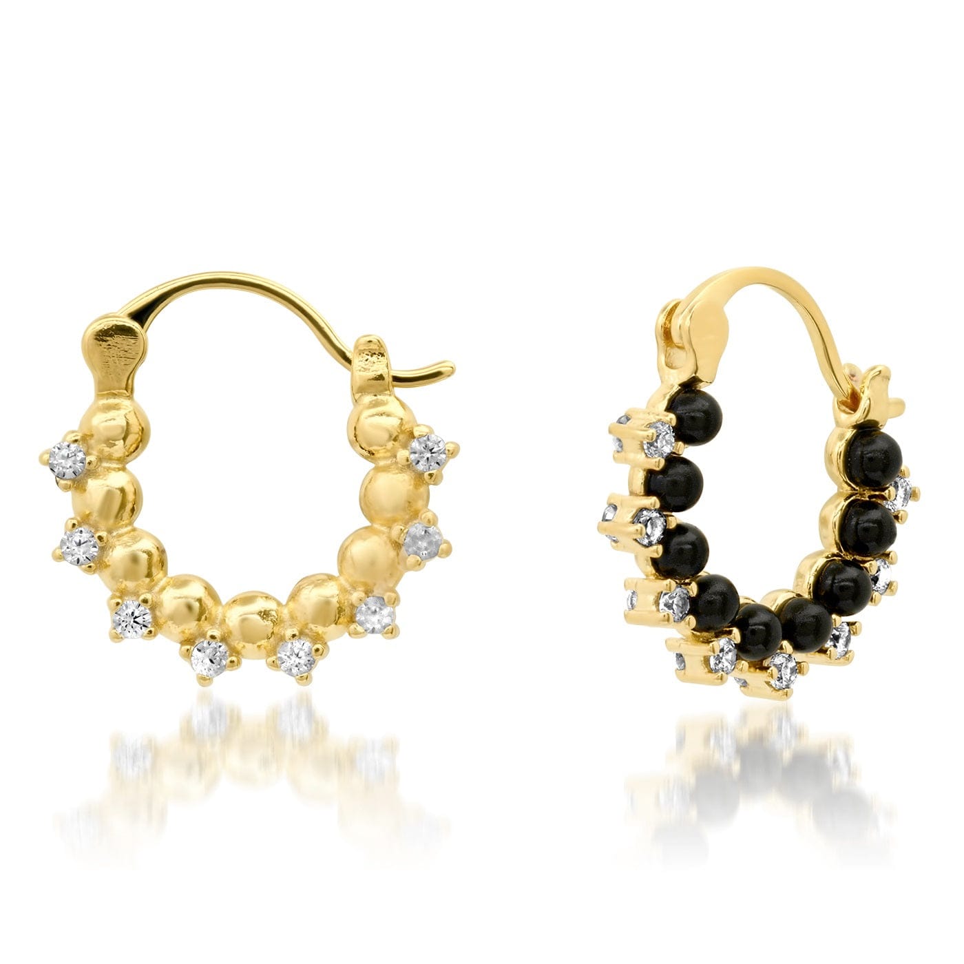 TAI JEWELRY Earrings Black Black Beaded Baroque Huggie