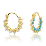 TAI JEWELRY Earrings Turquoise Black Beaded Baroque Huggie