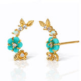 TAI JEWELRY Earrings Turquoise Blossom Trail Crawler Earrings