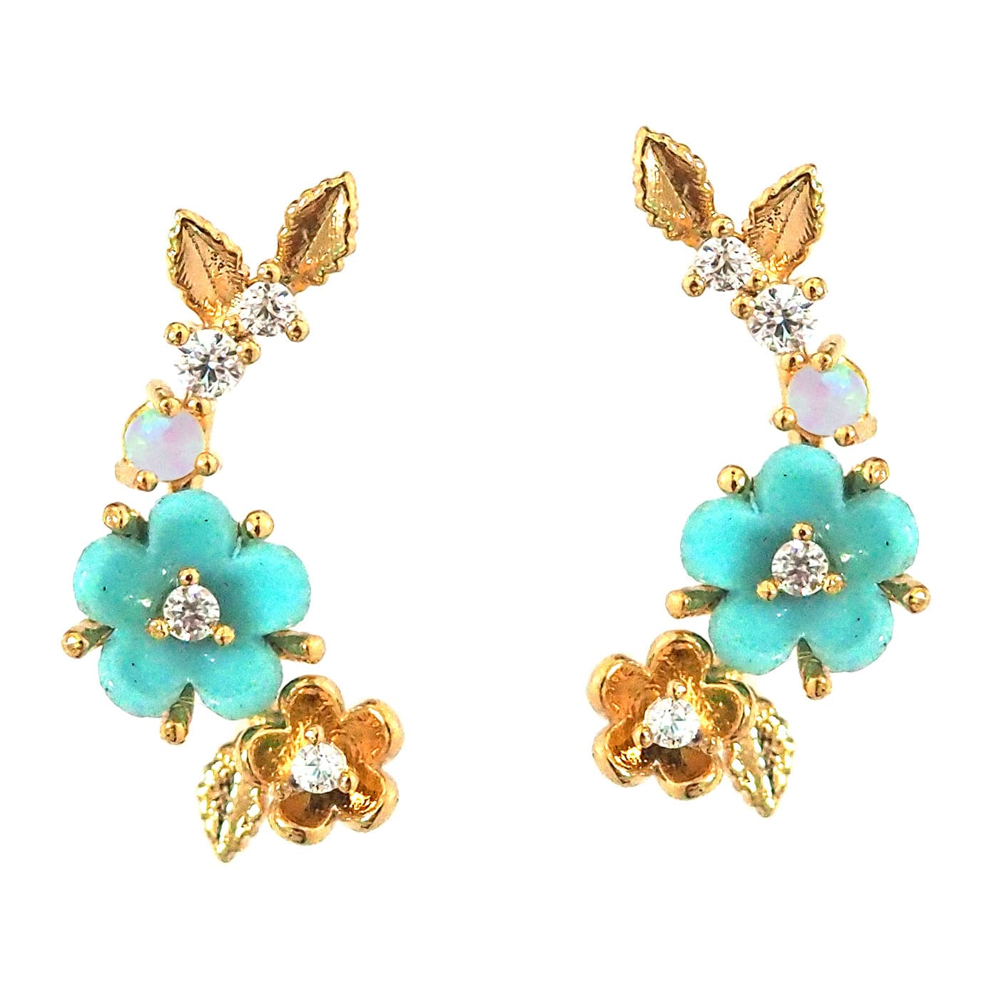 TAI JEWELRY Earrings Turquoise Blossom Trail Crawler Earrings