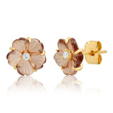 TAI JEWELRY Earrings Brown Carved Flower Earrings