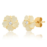 TAI JEWELRY Earrings Mother of Pearl Carved Flower Earrings