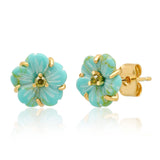 TAI JEWELRY Earrings Turquoise Carved Flower Earrings