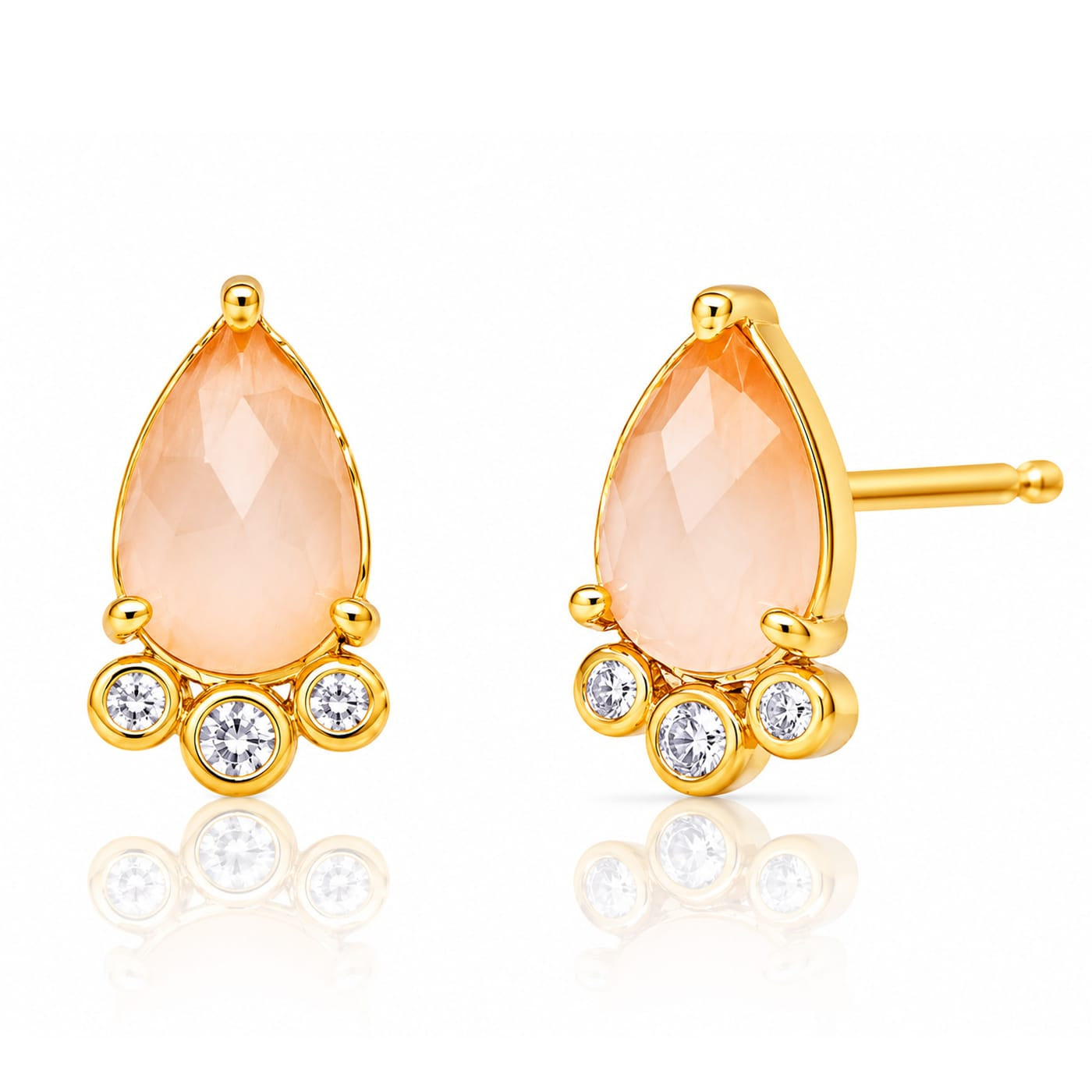 TAI JEWELRY Earrings CAT'S EYE Cat's Eye And Cz Tear Shaped Post