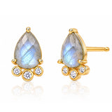 TAI JEWELRY Earrings LABRADORITE Cat's Eye And Cz Tear Shaped Post
