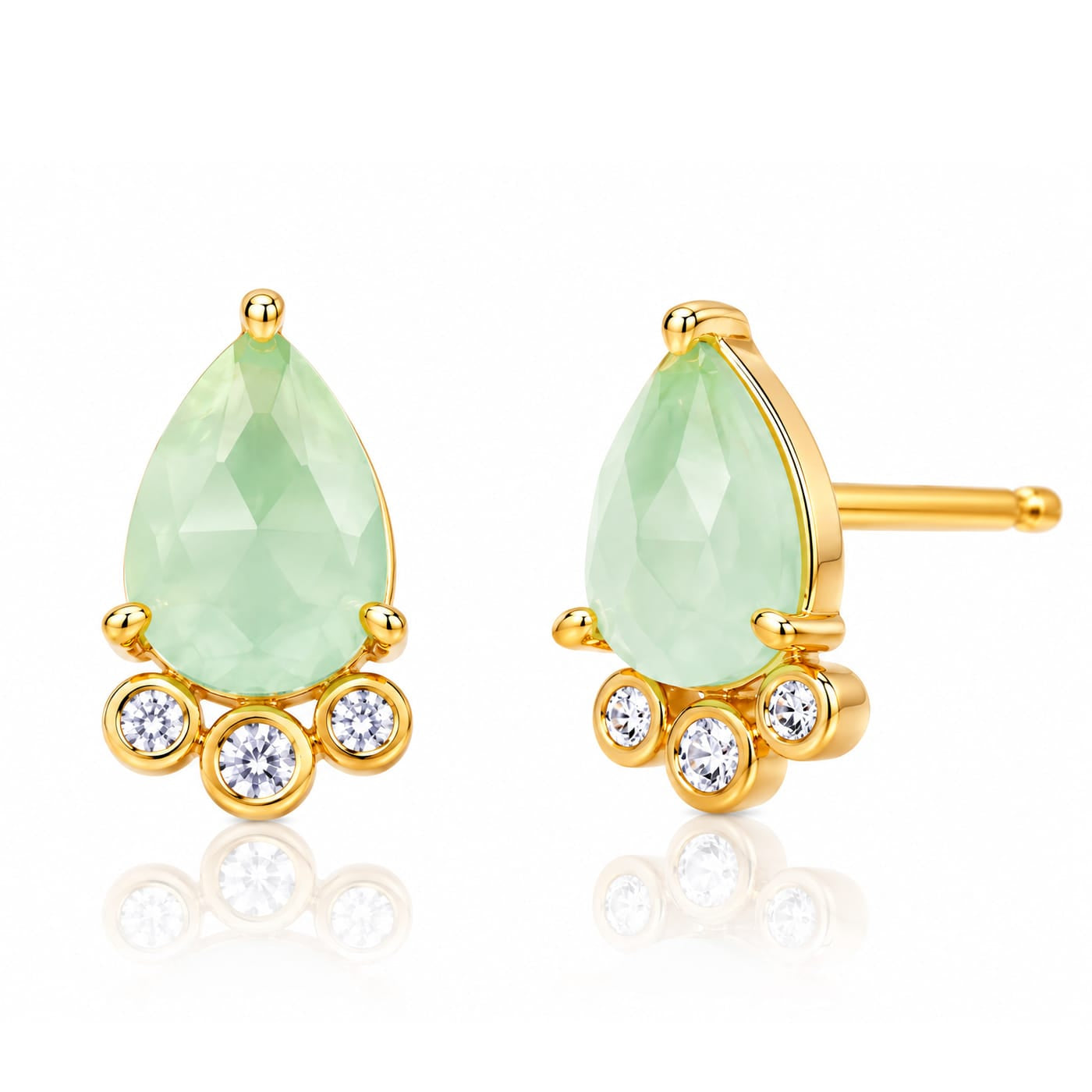 TAI JEWELRY Earrings LIGHT MINT Cat's Eye And Cz Tear Shaped Post