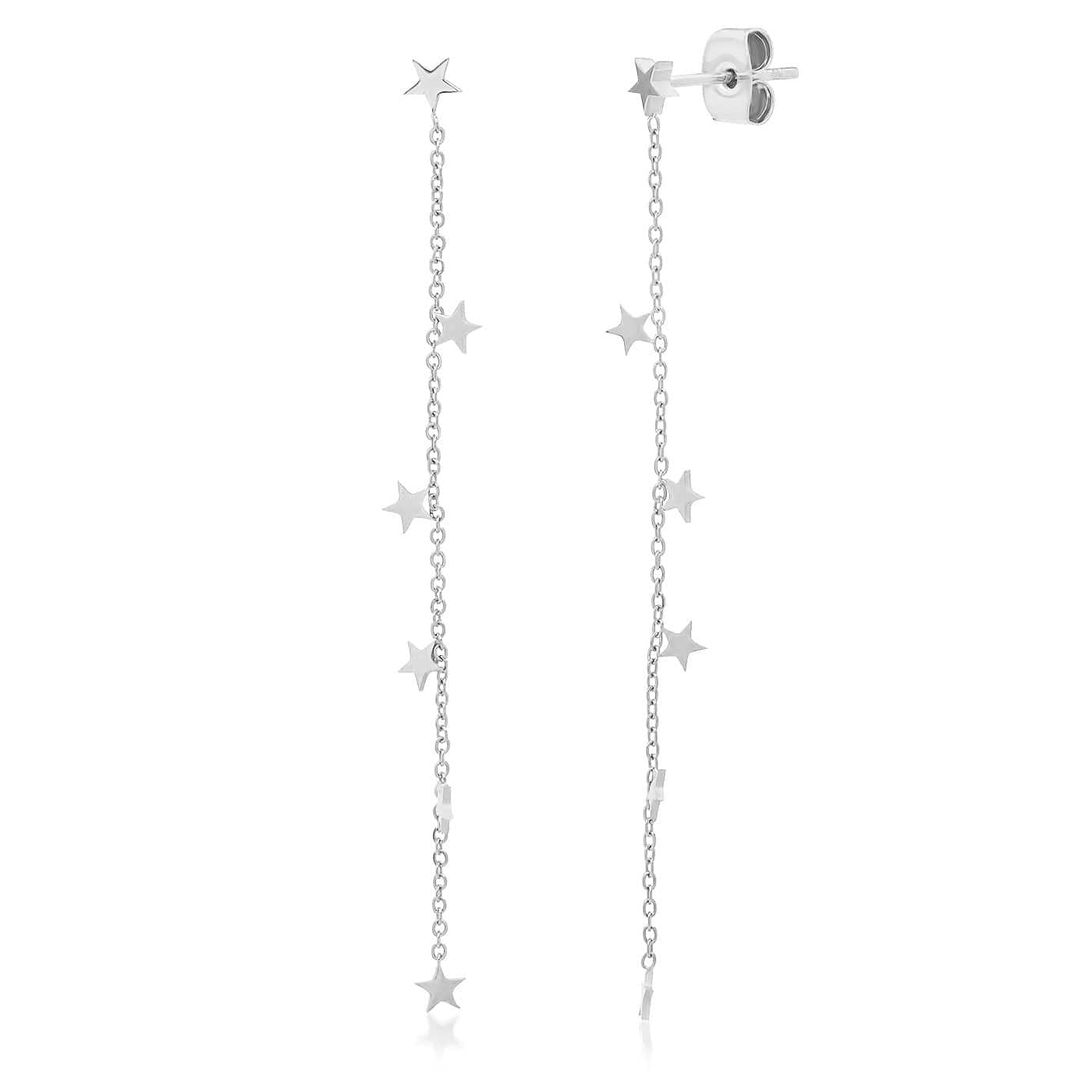 TAI JEWELRY Earrings Silver Chain Dangle Earrings With Star Charms