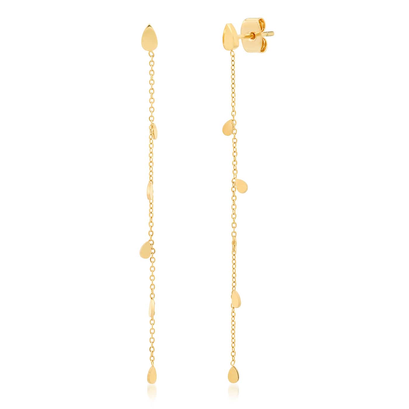 TAI JEWELRY Earrings Gold Chain Dangle Earrings With Teardrop Charms
