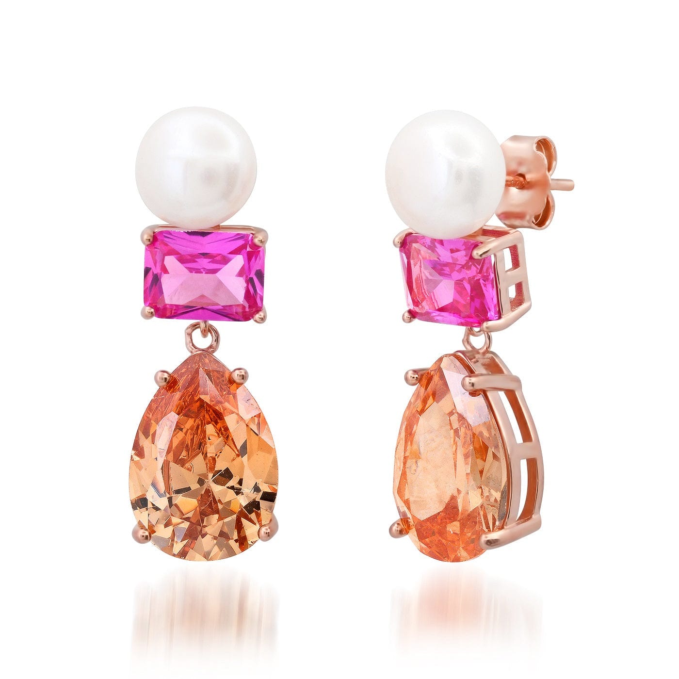 TAI JEWELRY Earrings Champagne Pear and Pearl Drop Earrings