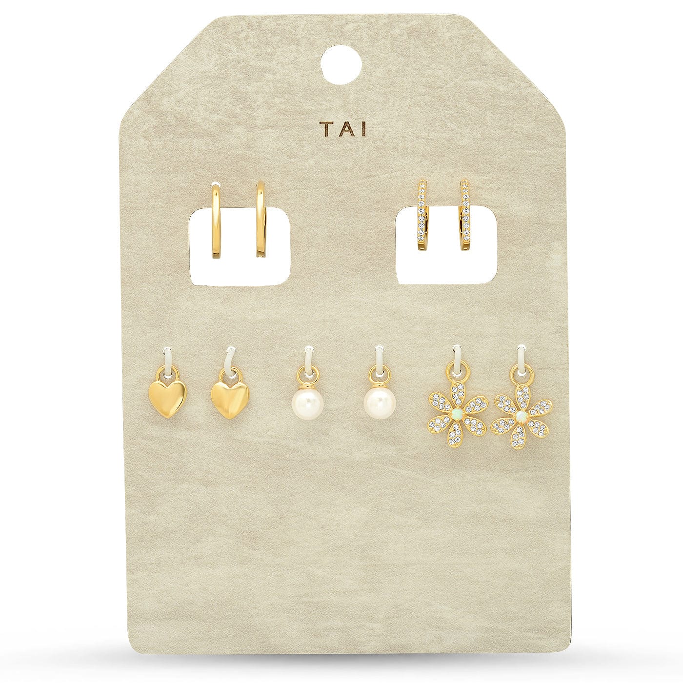 TAI JEWELRY Earrings Charming Huggie Set | 2 Huggies | 3 Charms
