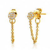 TAI JEWELRY Earrings Circle And Chain Cz Studs