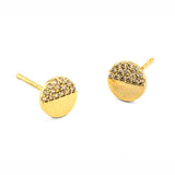TAI JEWELRY Earrings Gold Circle Studs With Pave Cz Accents