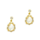 TAI JEWELRY Earrings Clear Glass Drop Earrings With Pearl Accents